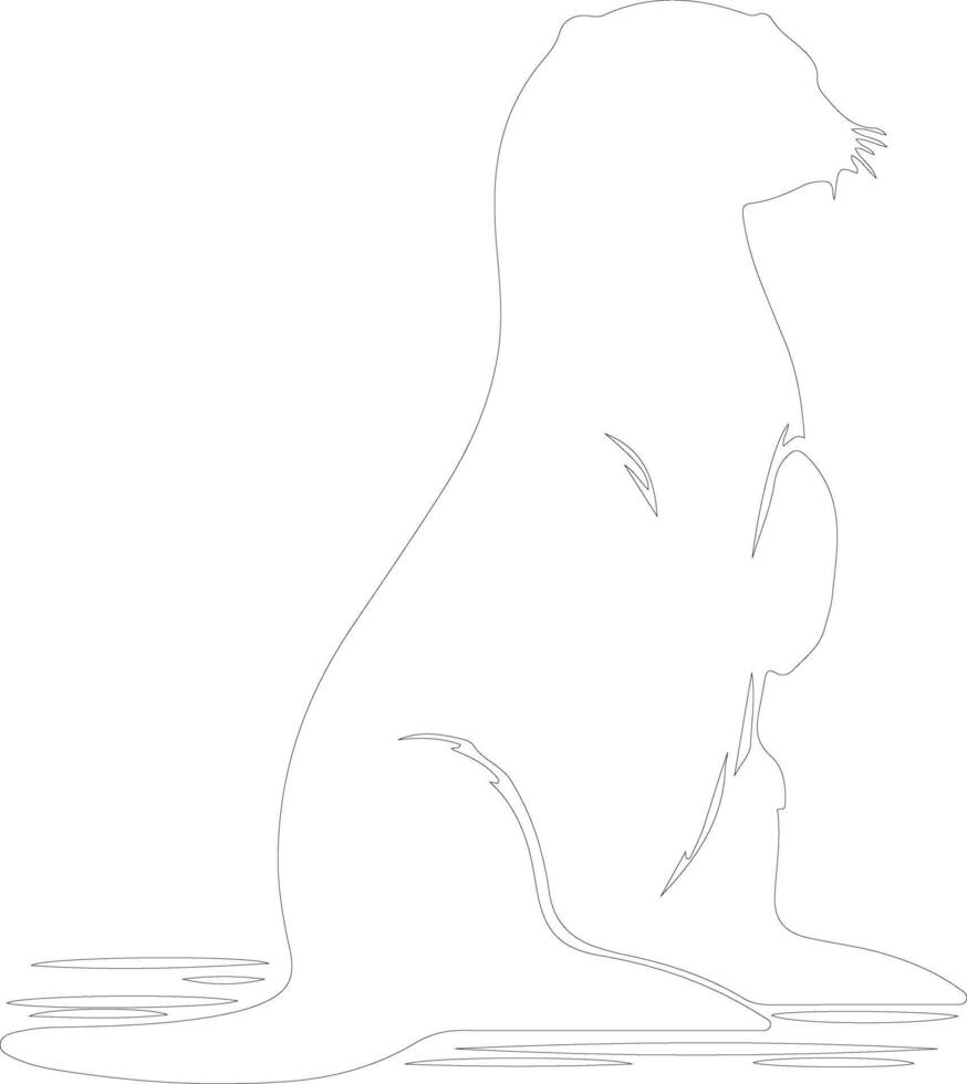 rivière loutre contour silhouette vecteur