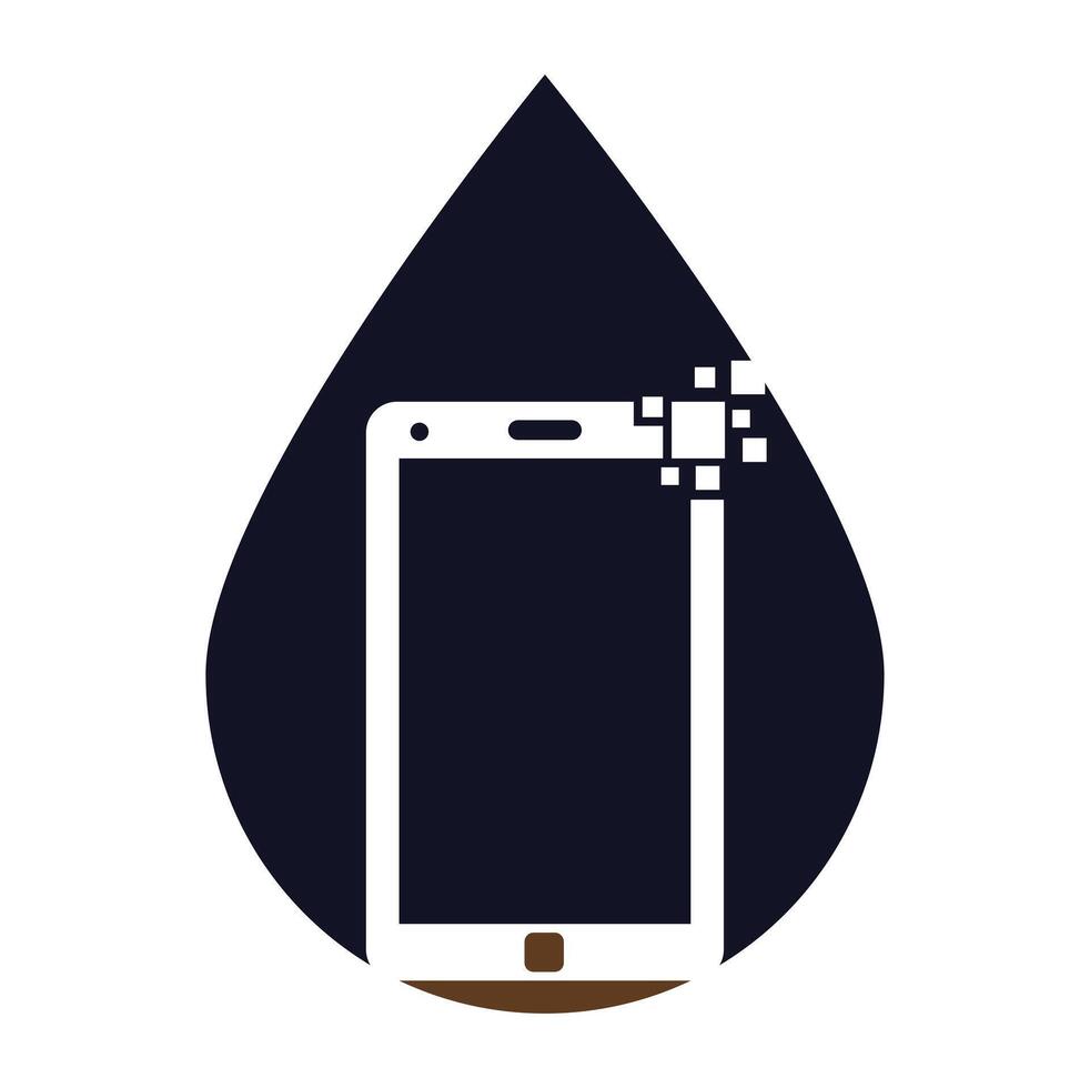 mobile pixel laissez tomber forme concept logo conception vecteur illustration.
