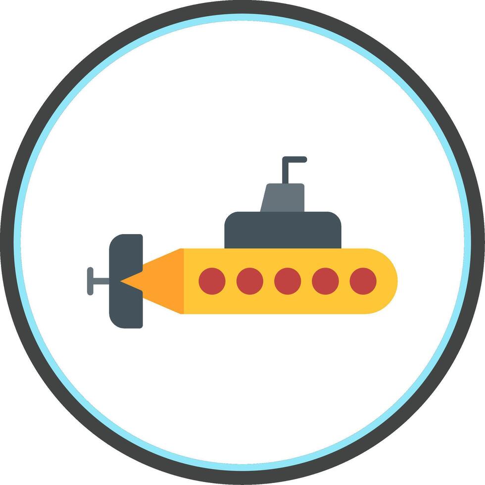 sous-marin plat cercle icône vecteur