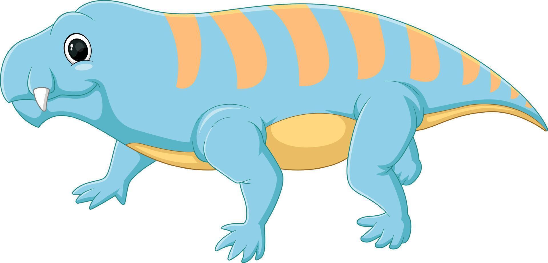 dessin animé diycnodonte dinosaure sur blanc Contexte vecteur