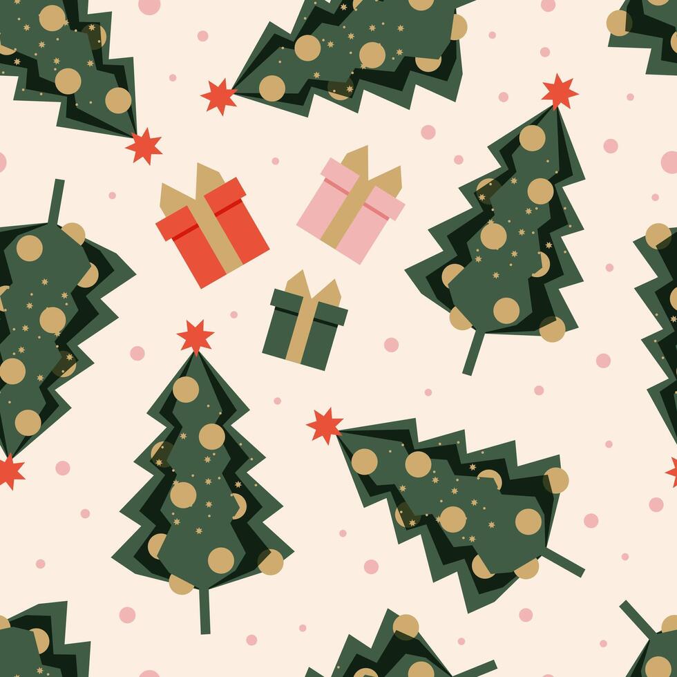 vert fleuri Noël arbre avec étoile formes une de fête sans couture moderne modèle pour textiles et emballage papier. vecteur. vecteur