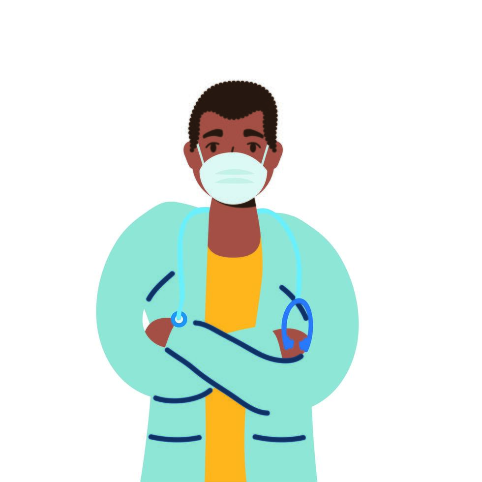 personnage d'avatar de médecin professionnel afro vecteur