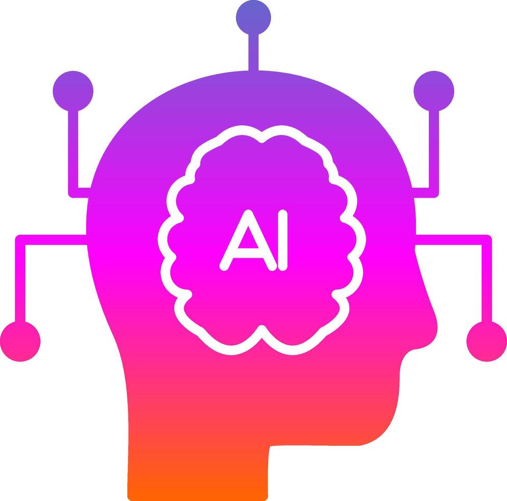 artificiel intelligence glyphe pente icône vecteur