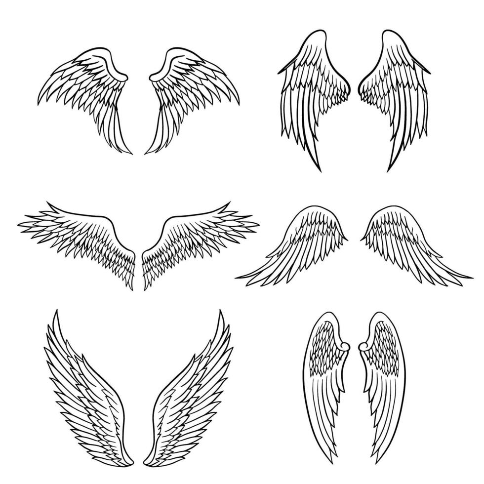 le aile dessin pour tatouage ou décoration concept. vecteur
