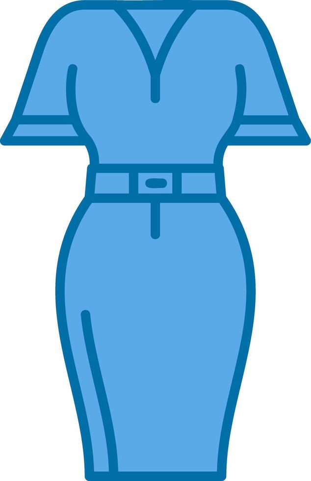 mini robe bleu ligne rempli icône vecteur
