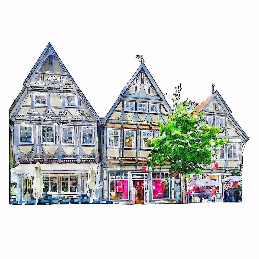 bremen Allemagne aquarelle main tiré illustration isolé sur blanc Contexte vecteur