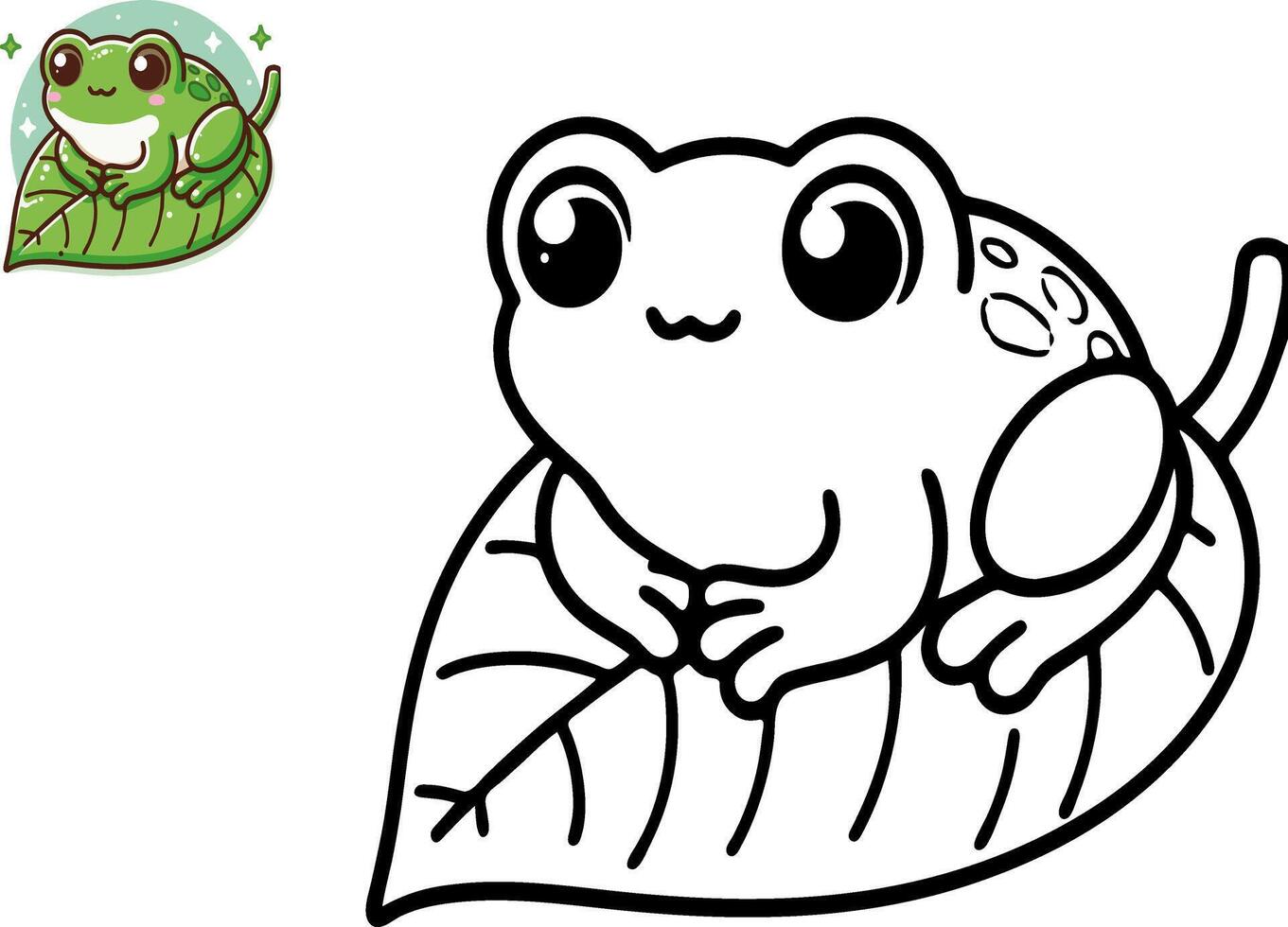 illustration de dessin animé grenouille, coloration livre vecteur