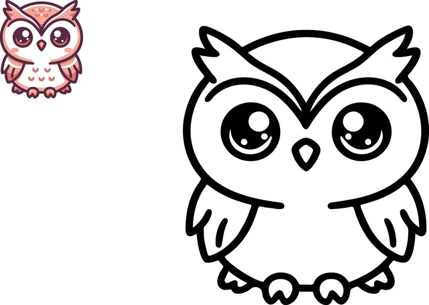 illustration de dessin animé hibou, coloration livre vecteur