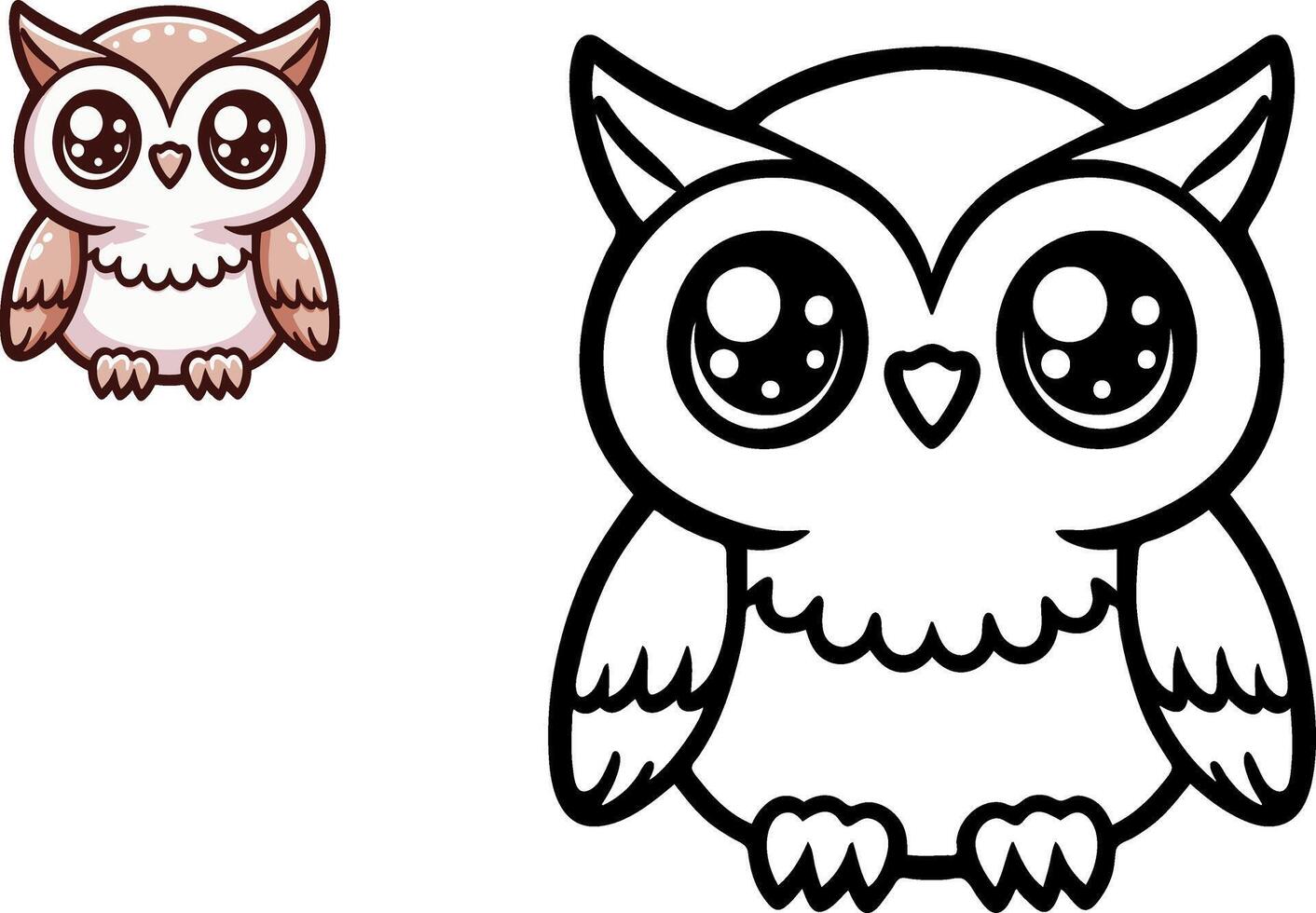 illustration de dessin animé hibou, coloration livre vecteur