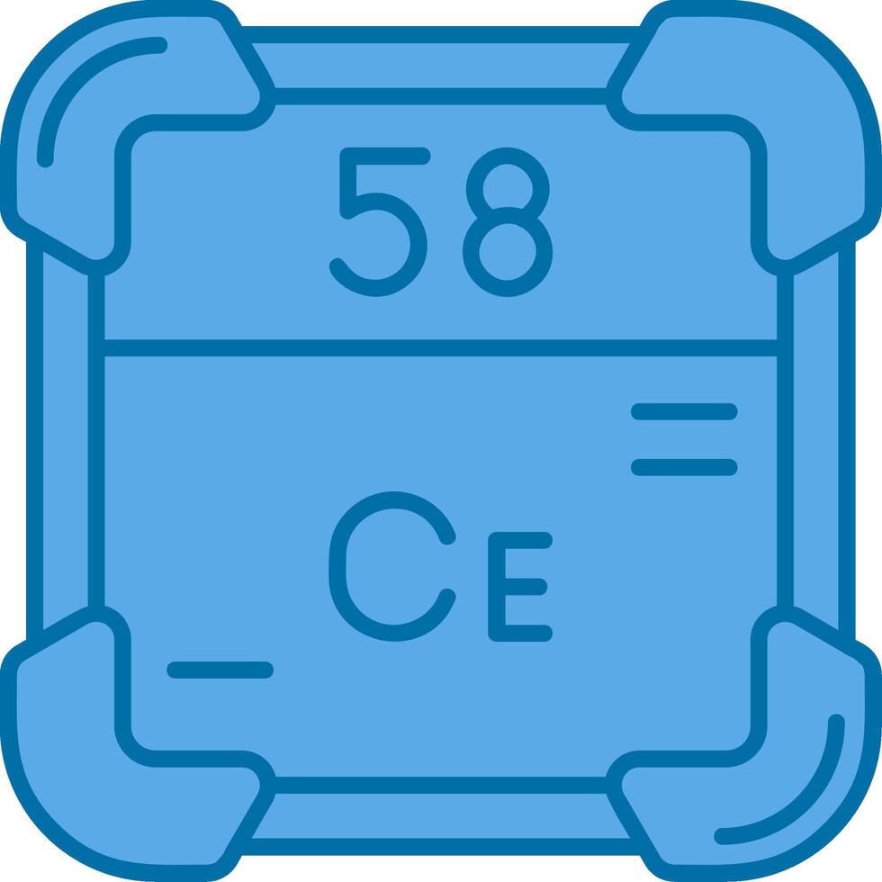 cérium bleu ligne rempli icône vecteur