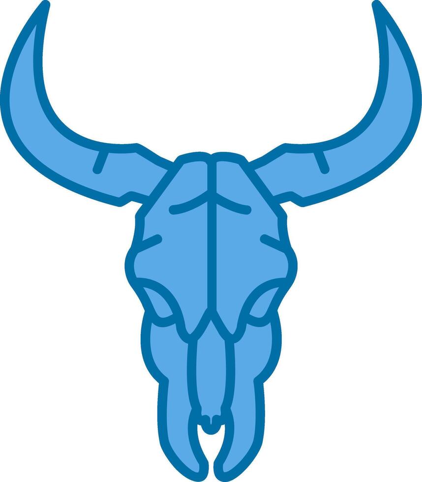 taureau crâne bleu ligne rempli icône vecteur