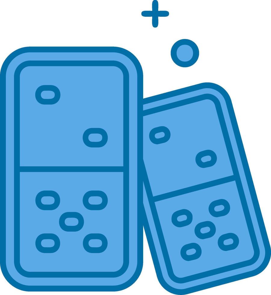 domino bleu ligne rempli icône vecteur