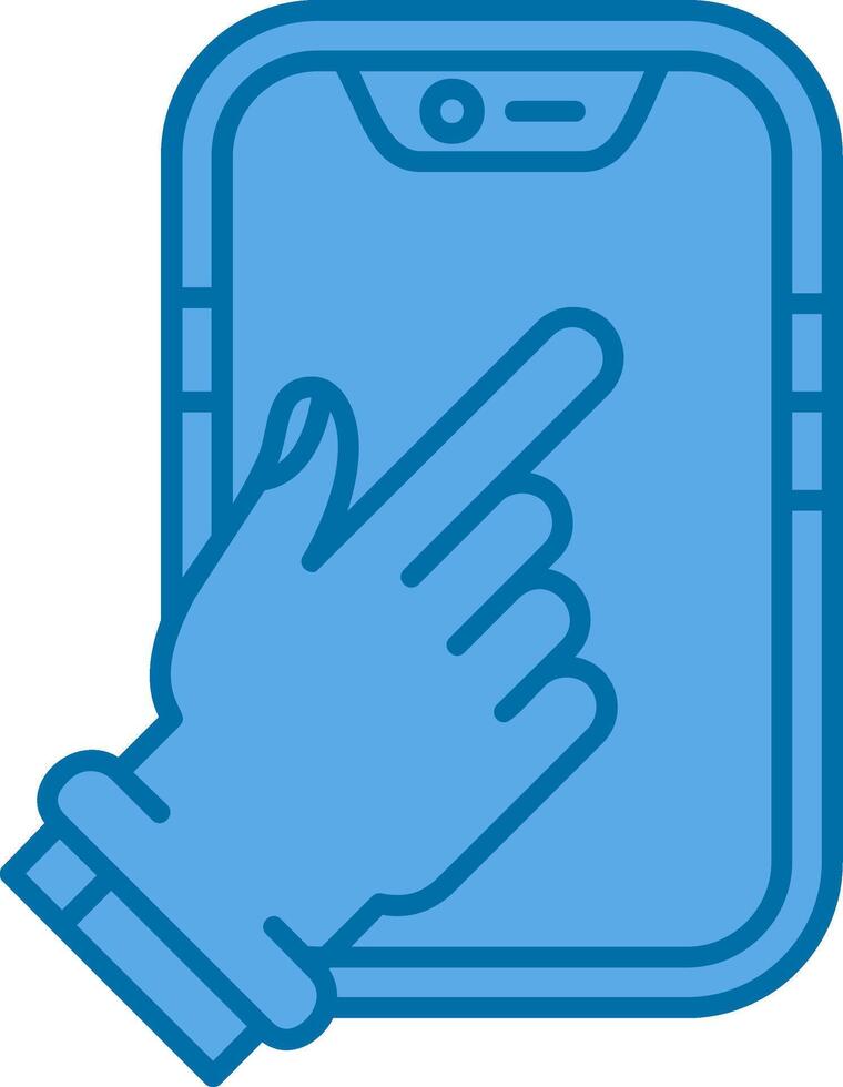 toucher dispositif bleu ligne rempli icône vecteur