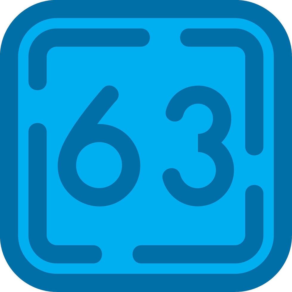 soixante Trois bleu ligne rempli icône vecteur