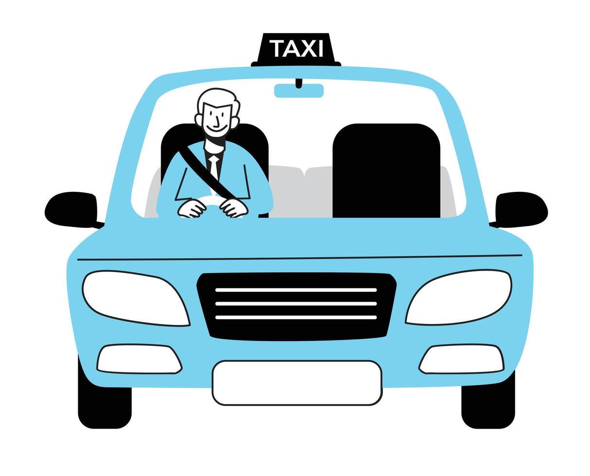 Taxi chauffeur vecteur illustration sur blanc Contexte. plat style conception.