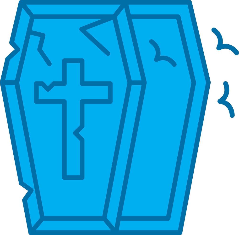 cercueil bleu ligne rempli icône vecteur