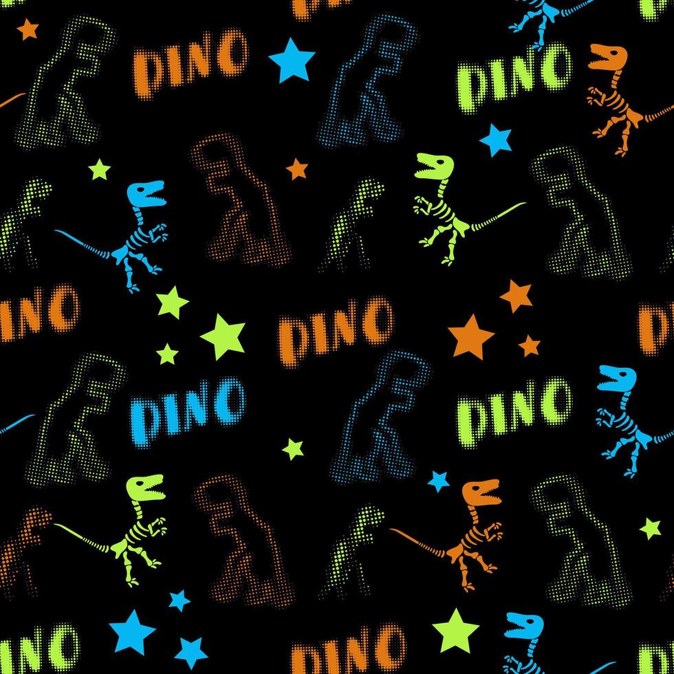 dinosaure demi-teinte Créatif plat sans couture modèle. fond d'écran, textile, emballage papier conception vecteur