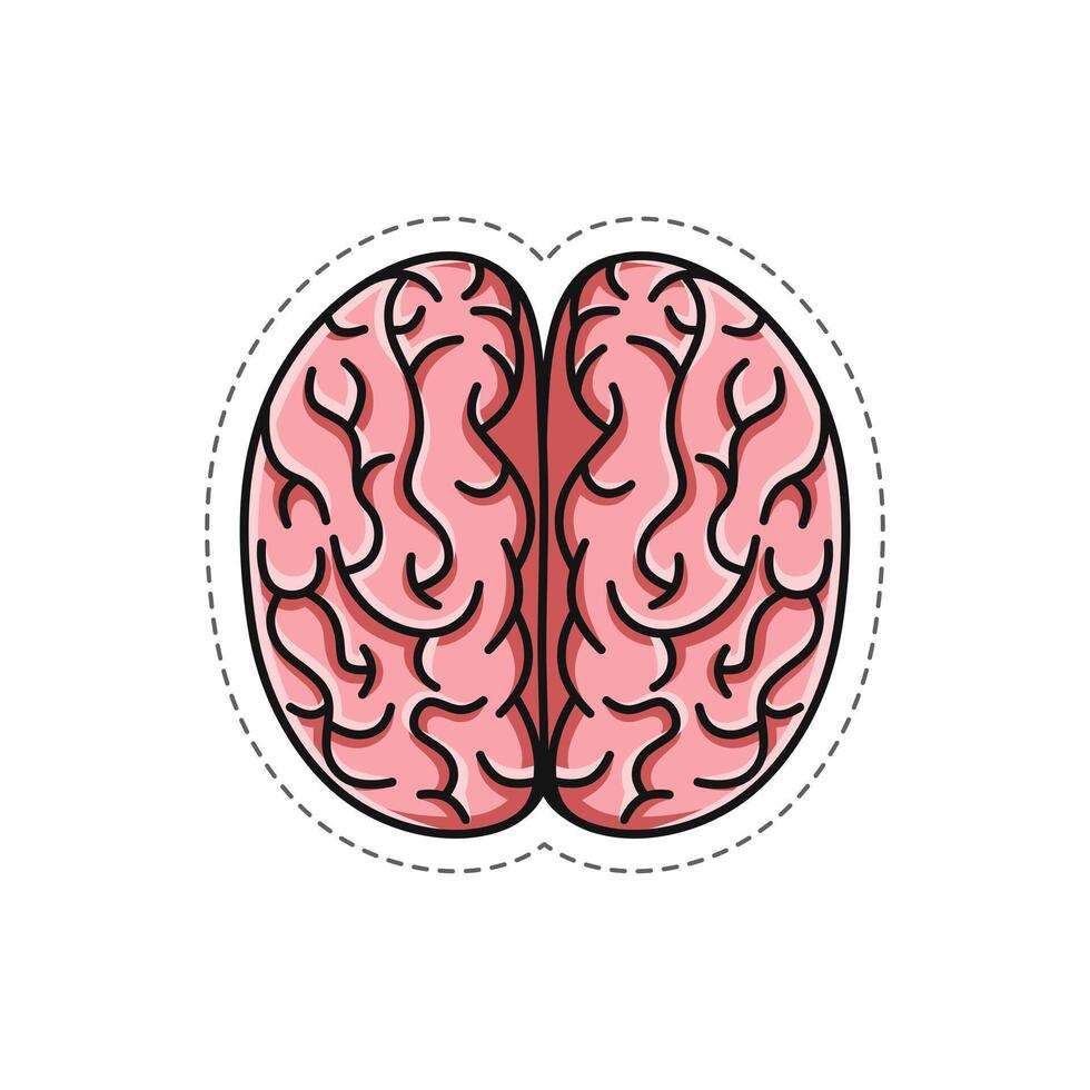 gratuit vecteur, griffonnage illustration de le Humain cerveau autocollant vecteur