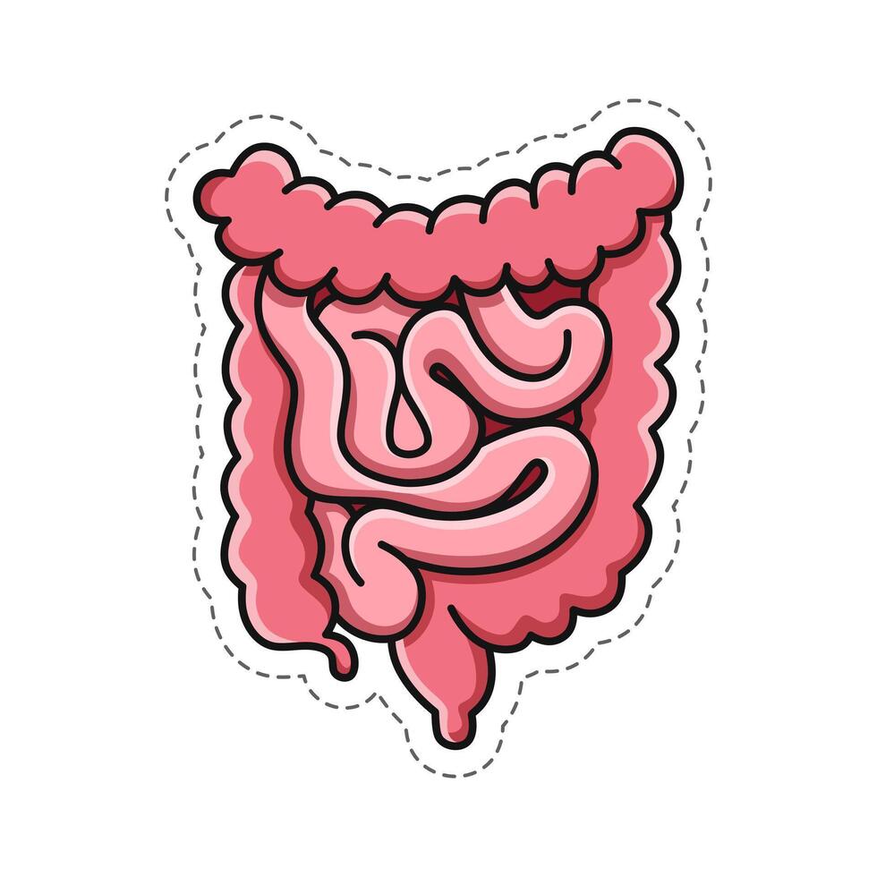 gratuit vecteur, Humain intestin autocollant griffonnage illustration vecteur