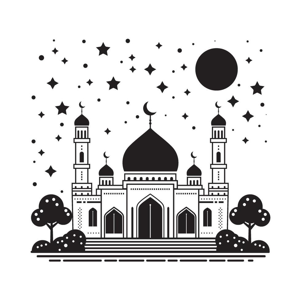 vecteur mosquée ligne art illustration