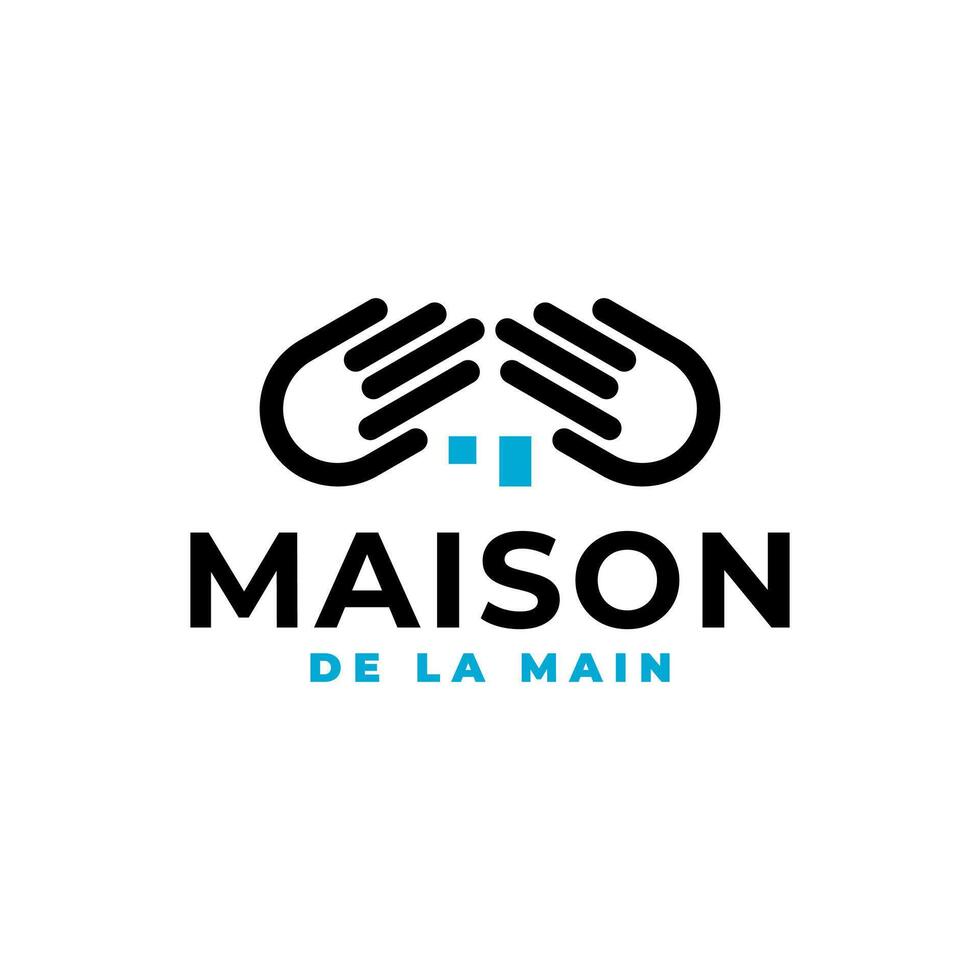 deux main formant une maison pour tout logo en relation à maison. maison logo vecteur modèle.