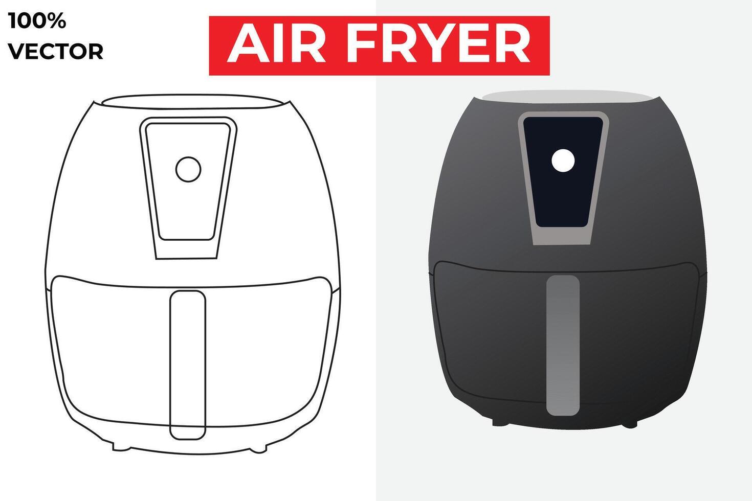 un air friteuse noir ligne icône. contour et remplir vecteur