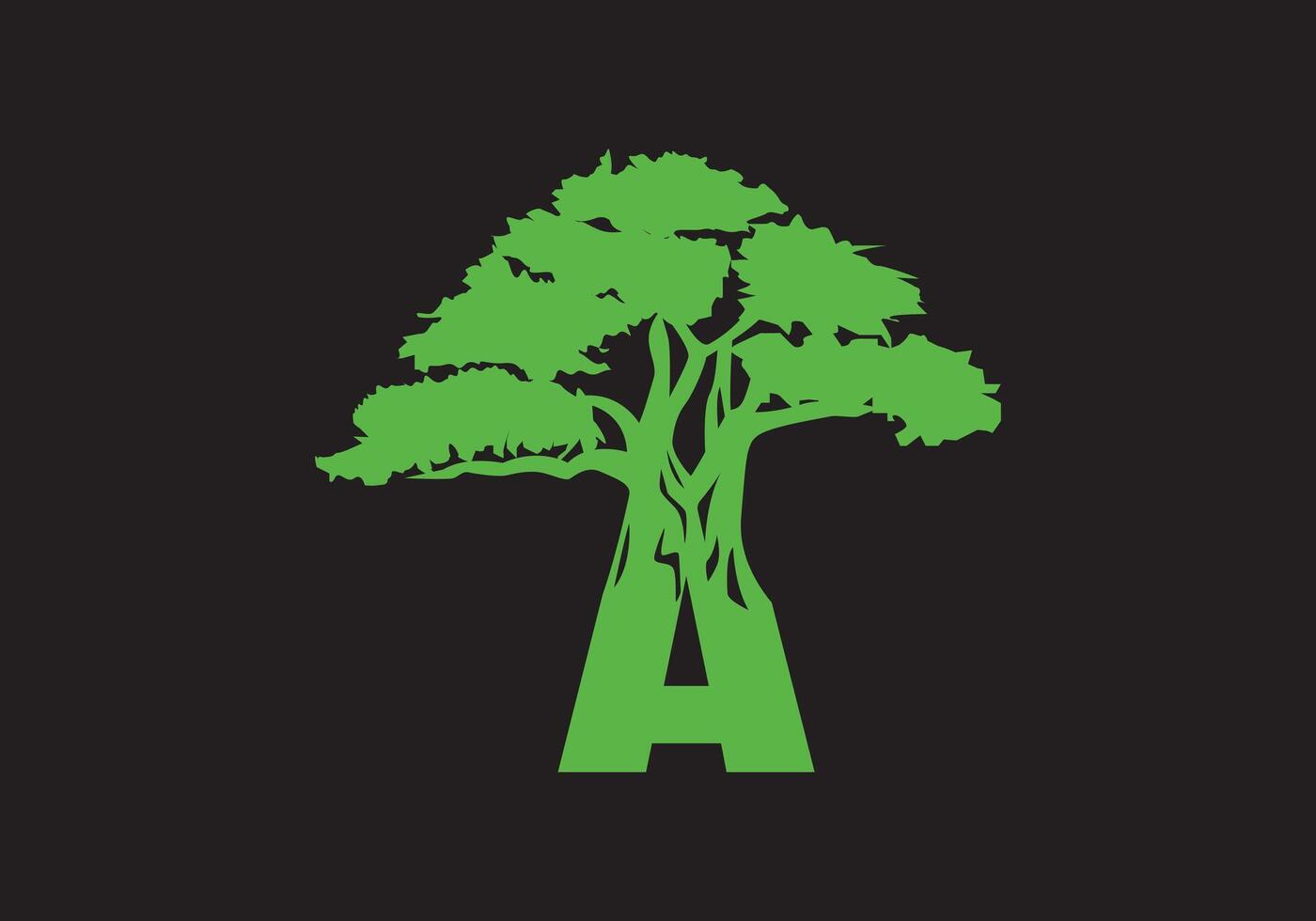 lettre une arbre logo ,arbre logos, caractères, typographique logo, arbre et une logo, feuille et alphabet logo. vecteur