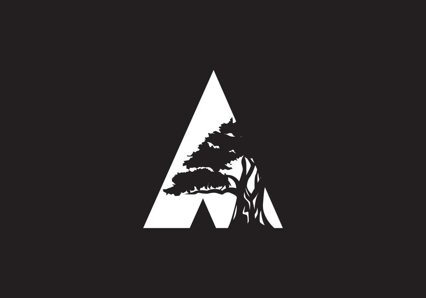 abstrait une logo lettre et arbre branches avec vert, noir, blanche. arbre lettre conception avec minimaliste Créatif style. vecteur