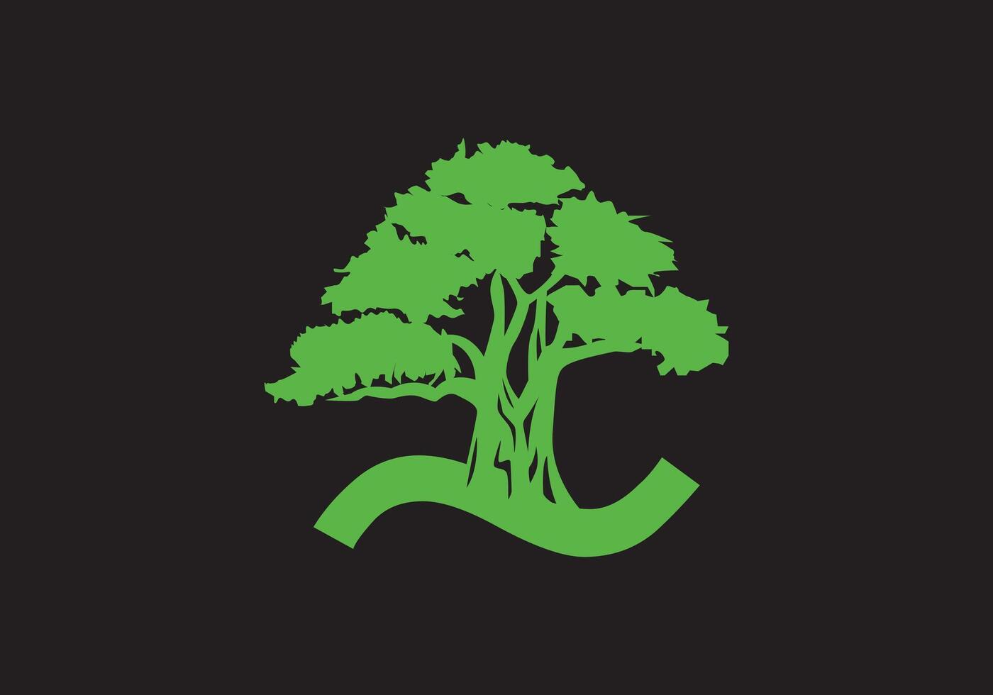 abstrait une logo lettre et arbre branches avec vert, noir, blanche. arbre lettre conception avec minimaliste Créatif style. vecteur