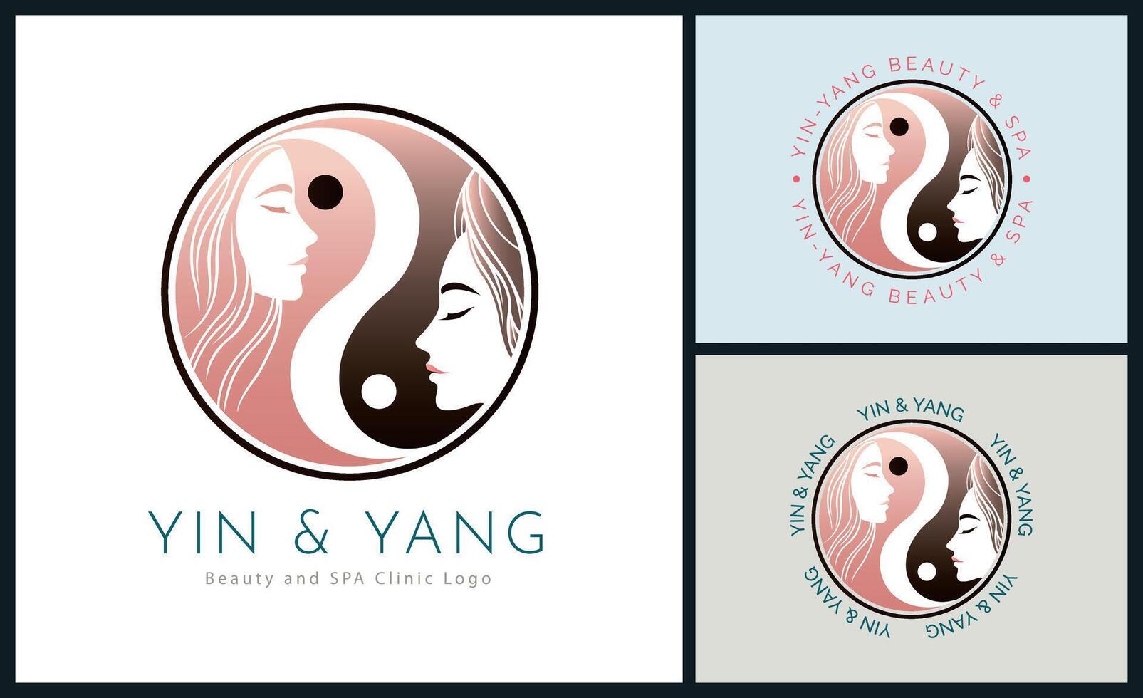 yin et Yang femme visage beauté esthétique luxe salon spa logo modèle conception pour marque ou entreprise vecteur