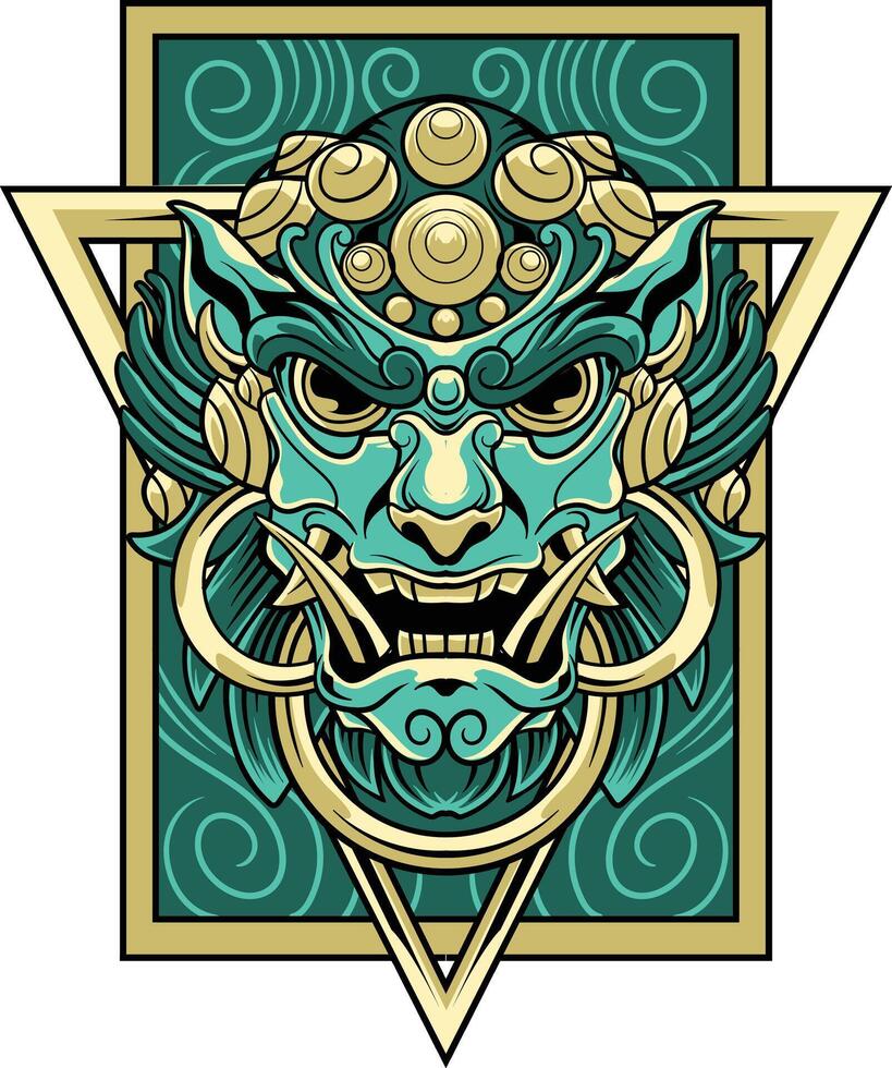 vecteur illustration de Japonais Gardien chien komainu