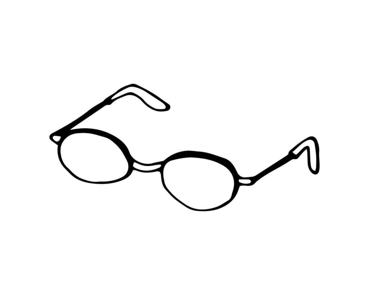 dessiné à la main des lunettes sur blanc Contexte. contour vecteur illustration dans griffonnage style.