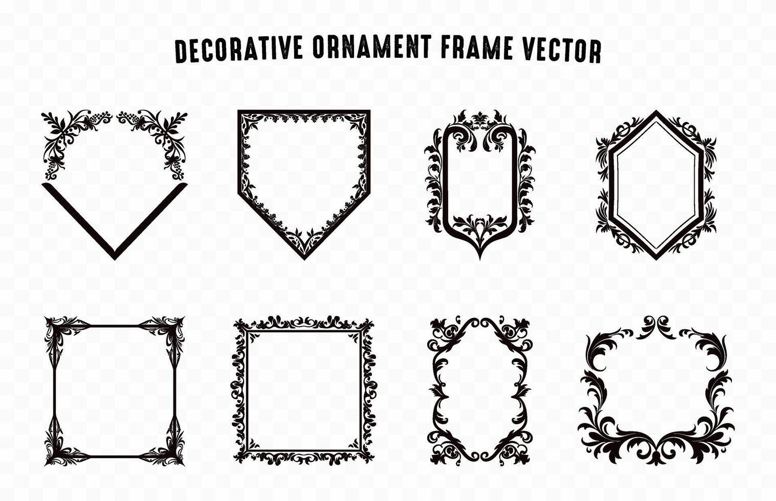 décoratif coin Cadre vecteur ensemble, ensemble de ornemental ancien coins et les frontières, ancien floral ornemental conception élément