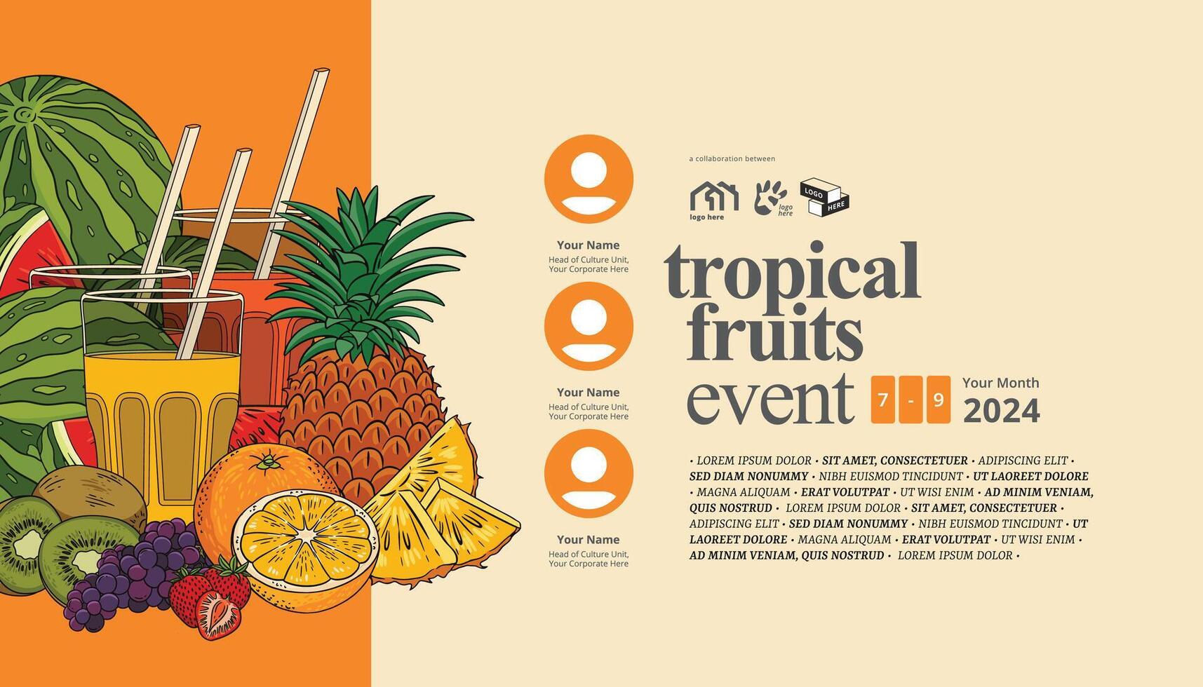 tourisme ou santé un événement affiche idée avec tropical des fruits illustration vecteur