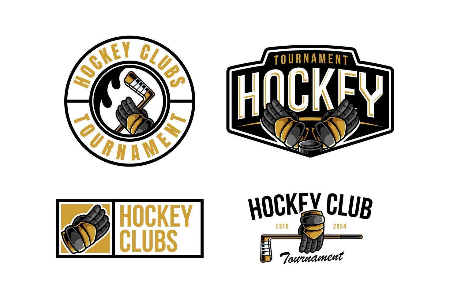 le hockey logo étiquette et emblème ensemble collections avec gant et crête bâton vecteur pour le hockey équipe