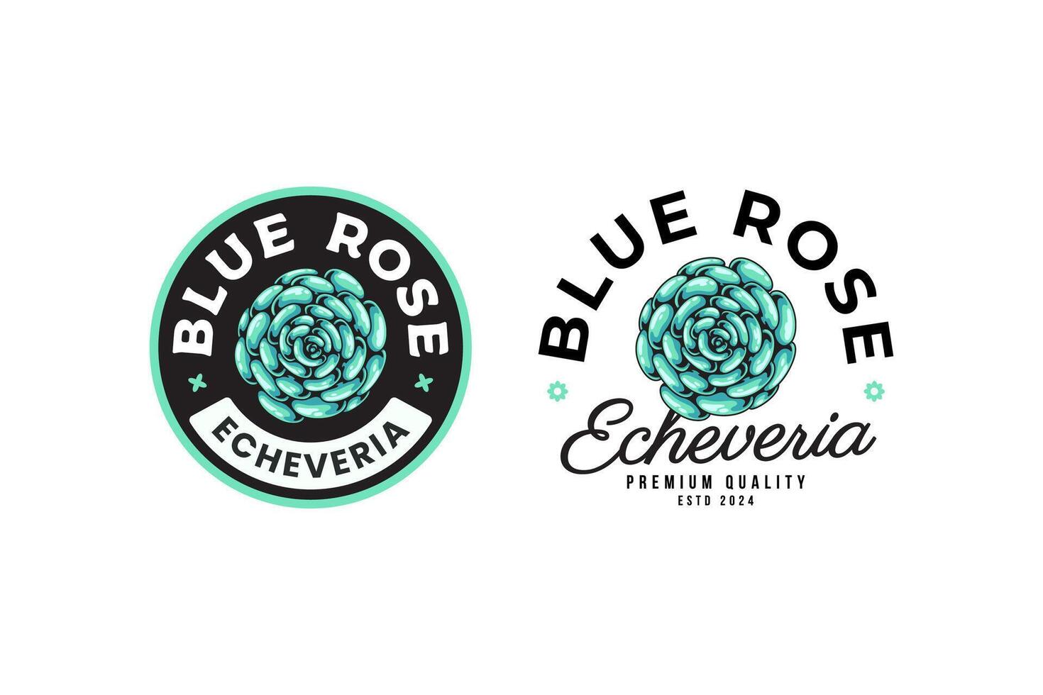 echeveria de bleu Rose plantes succulentes logo conception pour plante magasin et amoureux affaires vecteur