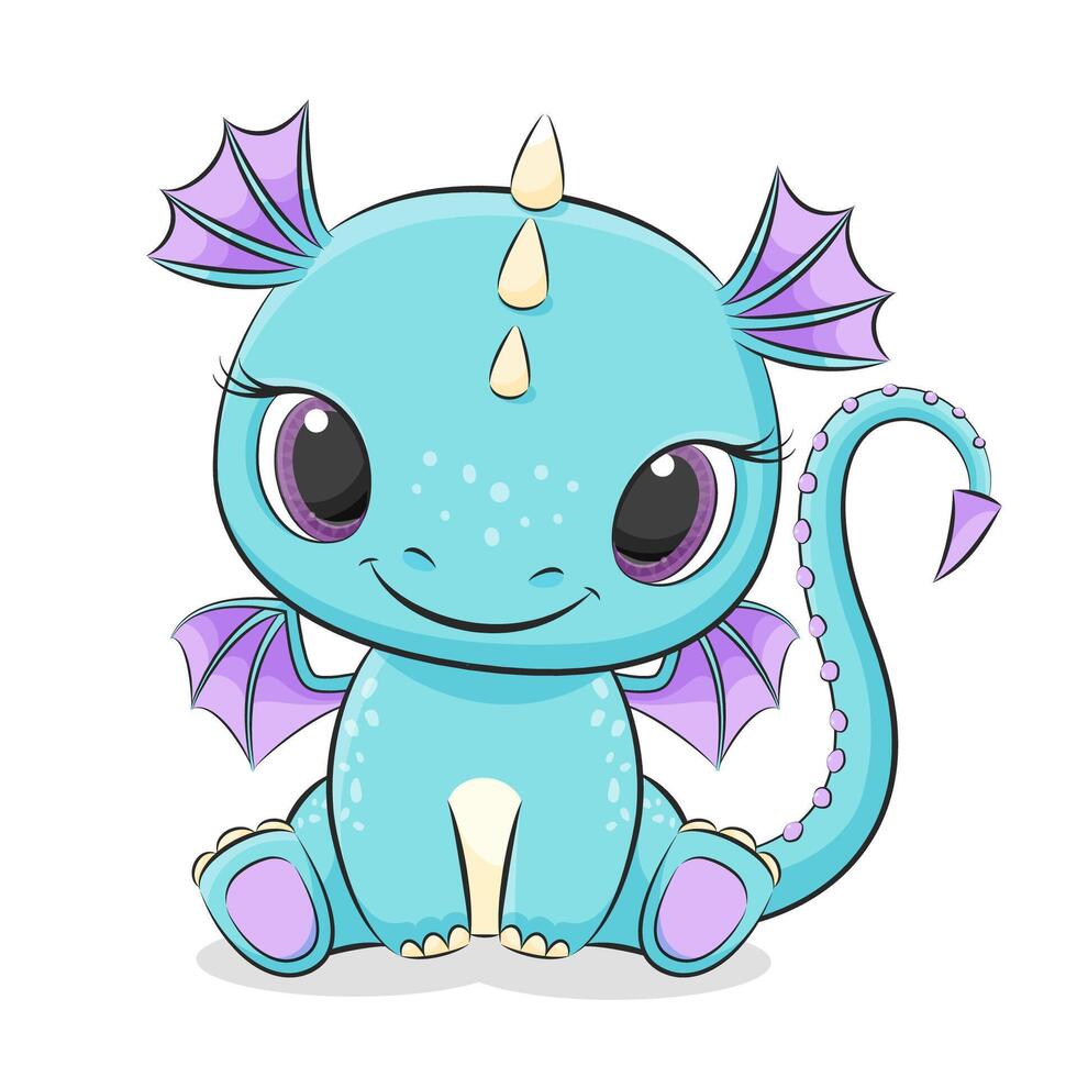 mignonne bébé dragon ou dinosaure. symbole de 2024. coloré dessin animé vecteur illustration.