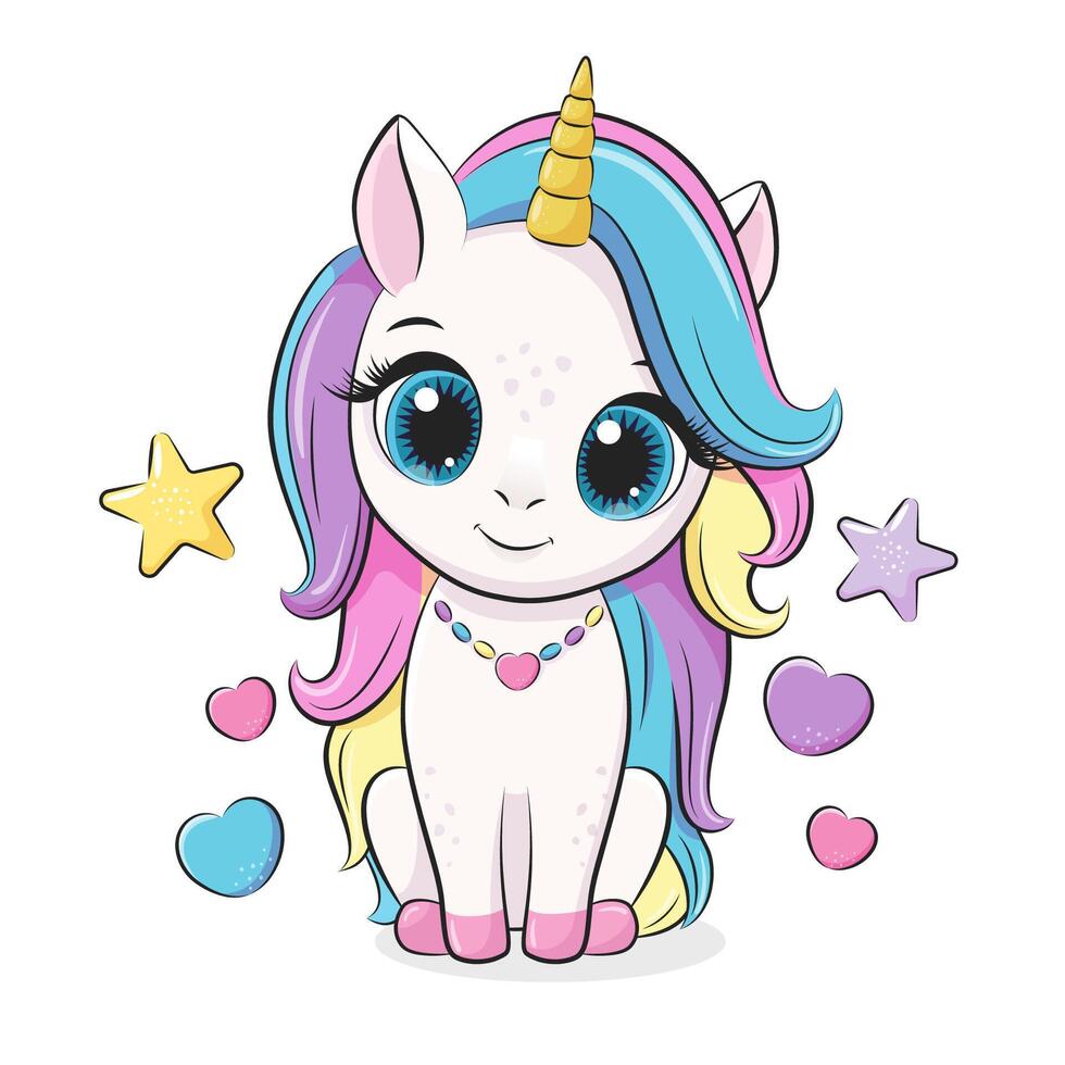 magnifique mignonne bébé Licorne. dessin animé vecteur illustration