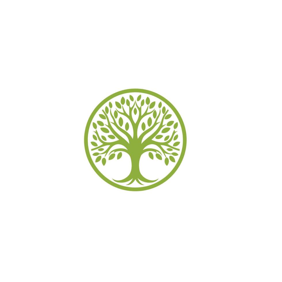 ai généré arbre logo icône modèle conception. jardin plante Naturel ligne symbole. vert branche avec feuilles affaires signe. vecteur illustration.