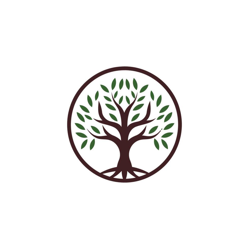 ai généré arbre logo icône modèle conception. jardin plante Naturel ligne symbole. vert branche avec feuilles affaires signe. vecteur illustration.