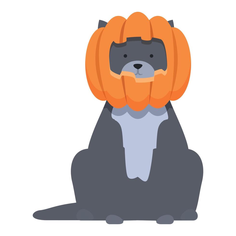 citrouille chien icône dessin animé vecteur. Halloween costume vecteur