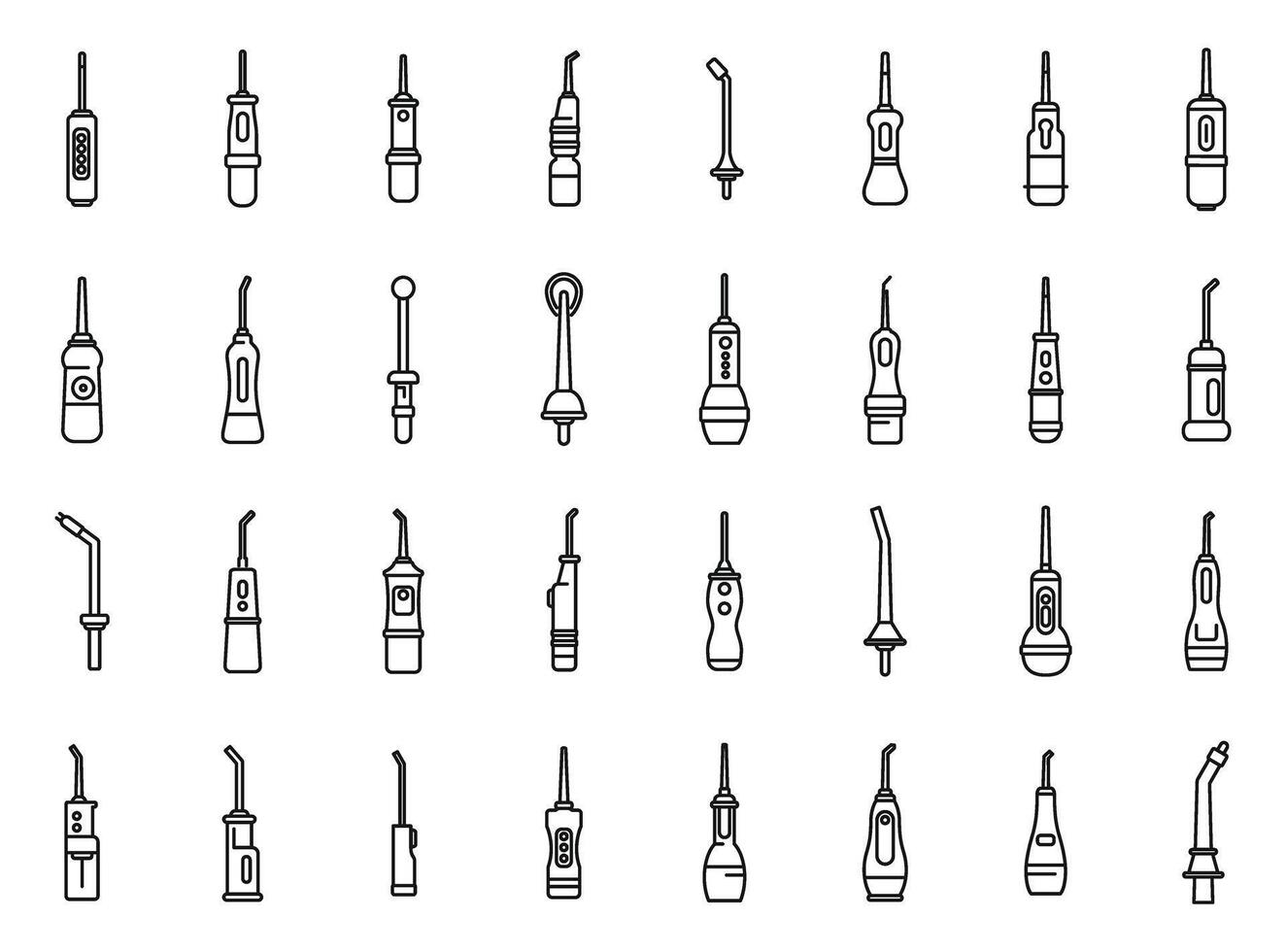 irrigateur les dents Icônes ensemble contour vecteur. l'eau oral santé vecteur