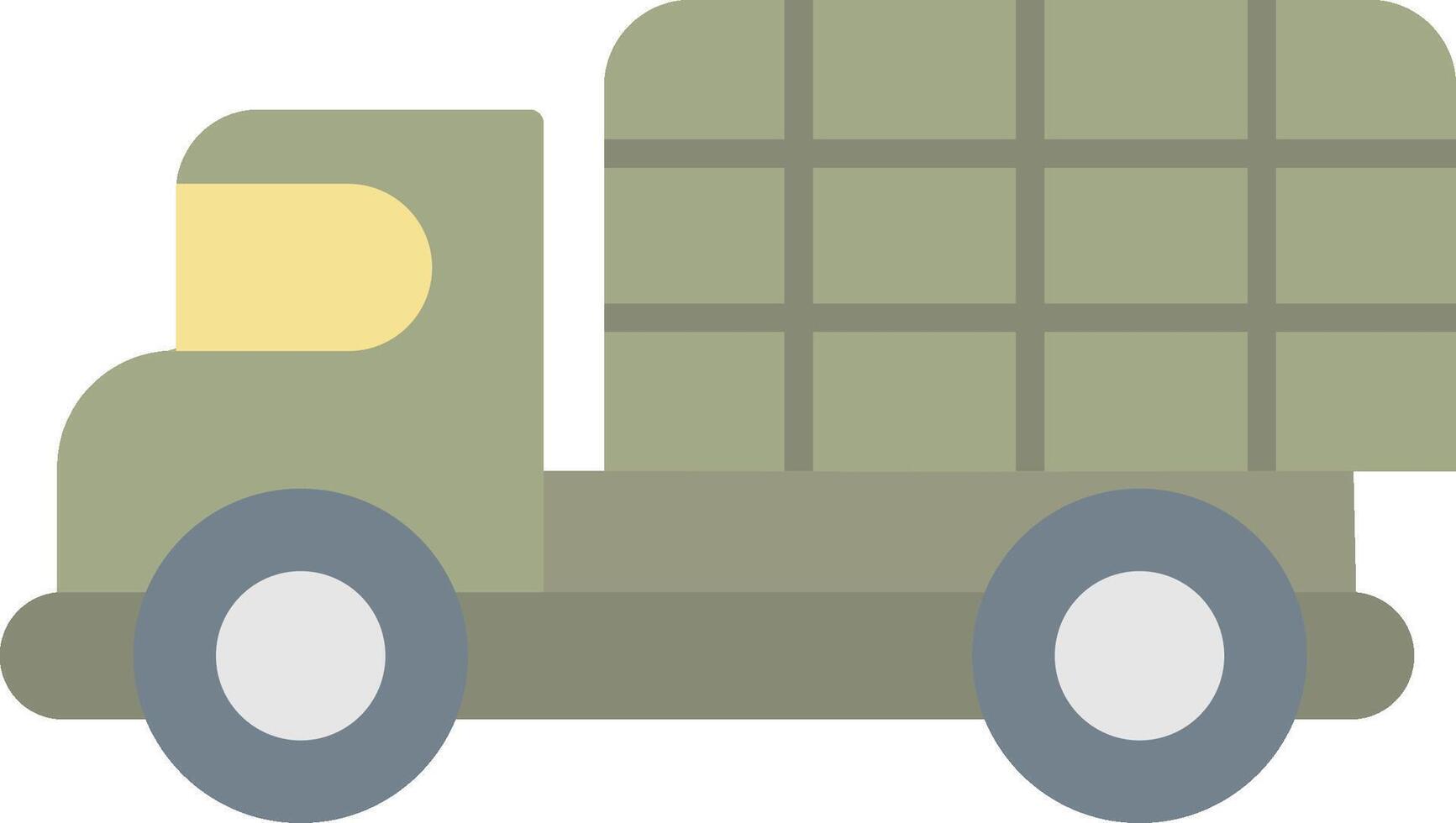 militaire un camion plat lumière icône vecteur