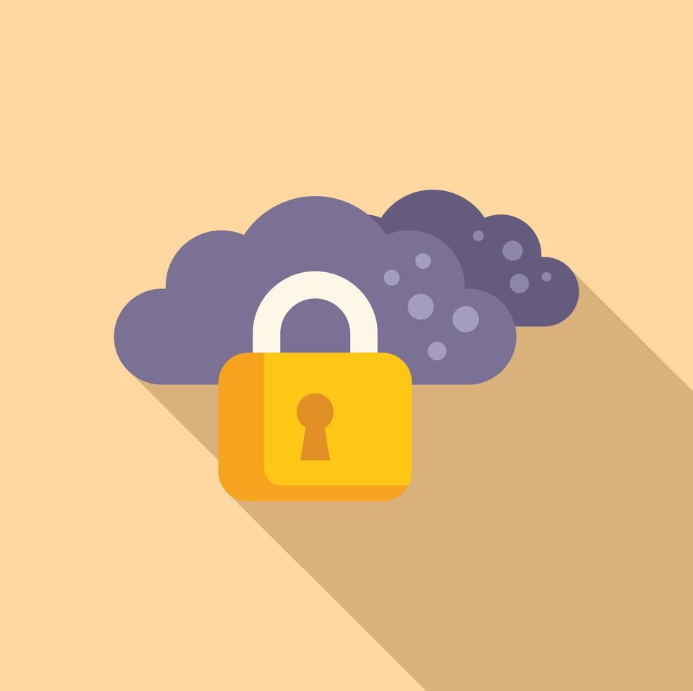 nuage Les données protéger icône plat vecteur. légal clé en ligne vecteur