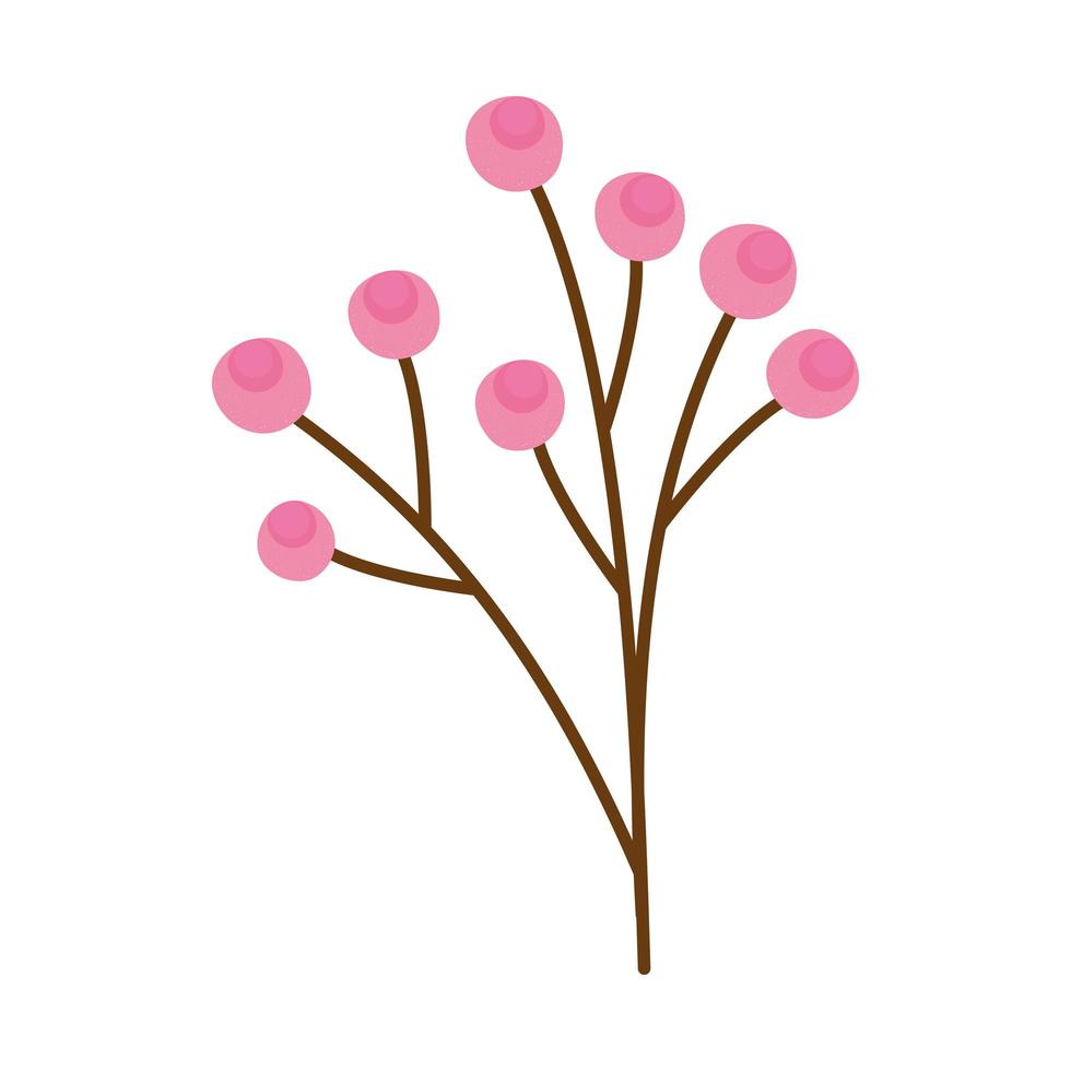 branche avec l'icône de printemps de graines roses vecteur
