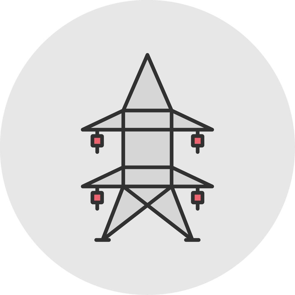 électrique la tour ligne rempli lumière cercle icône vecteur