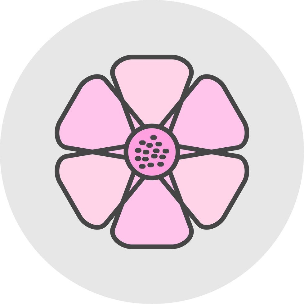 hibiscus ligne rempli lumière cercle icône vecteur