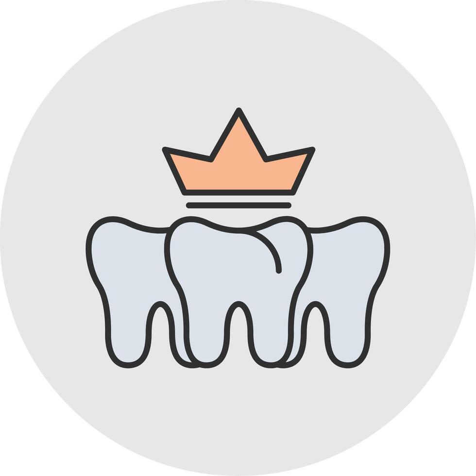 dentaire couronne ligne rempli lumière cercle icône vecteur