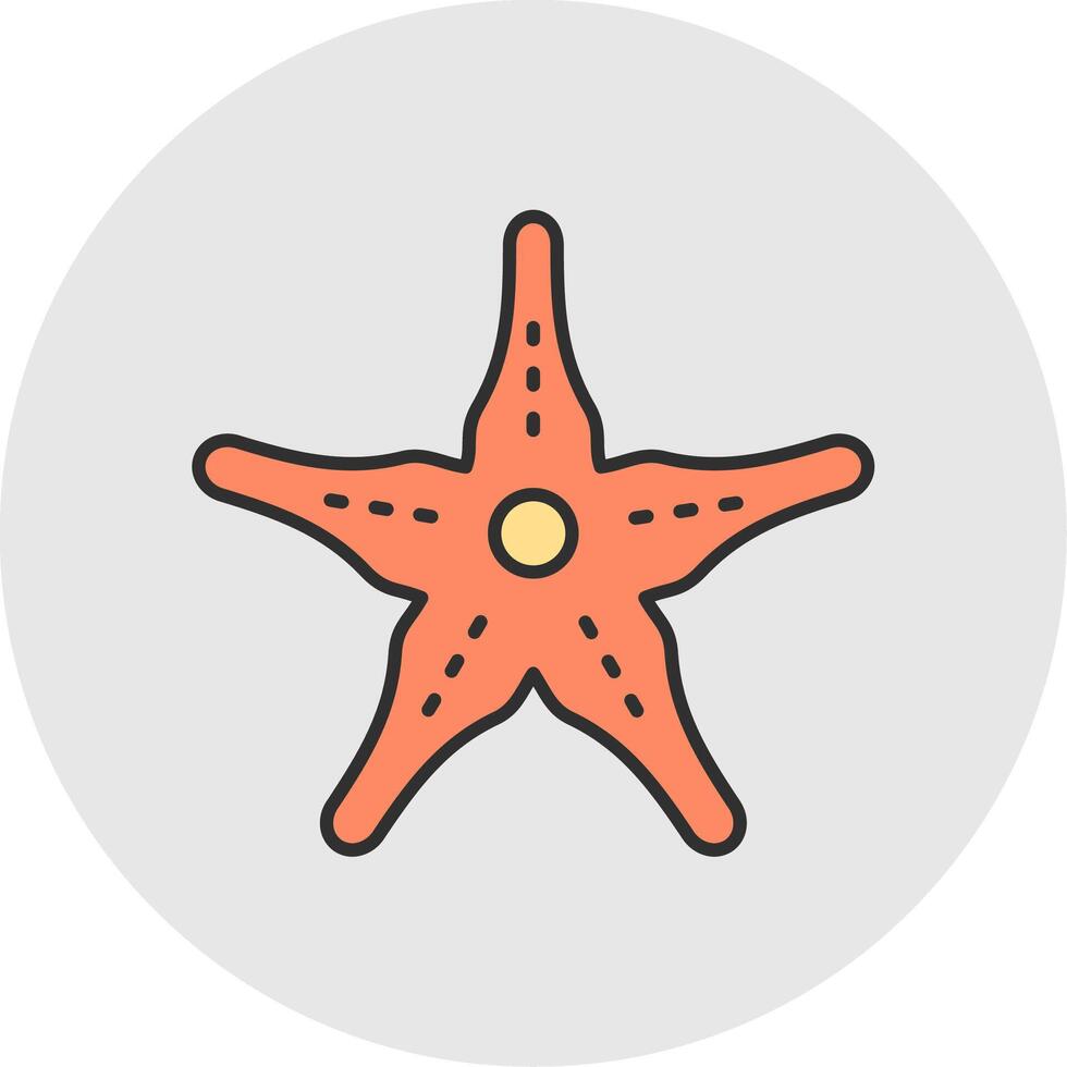 étoile de mer ligne rempli lumière cercle icône vecteur