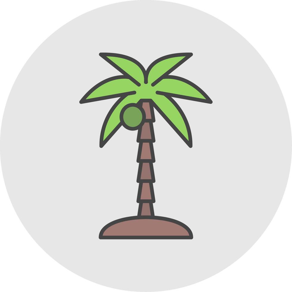 noix de coco arbre ligne rempli lumière cercle icône vecteur